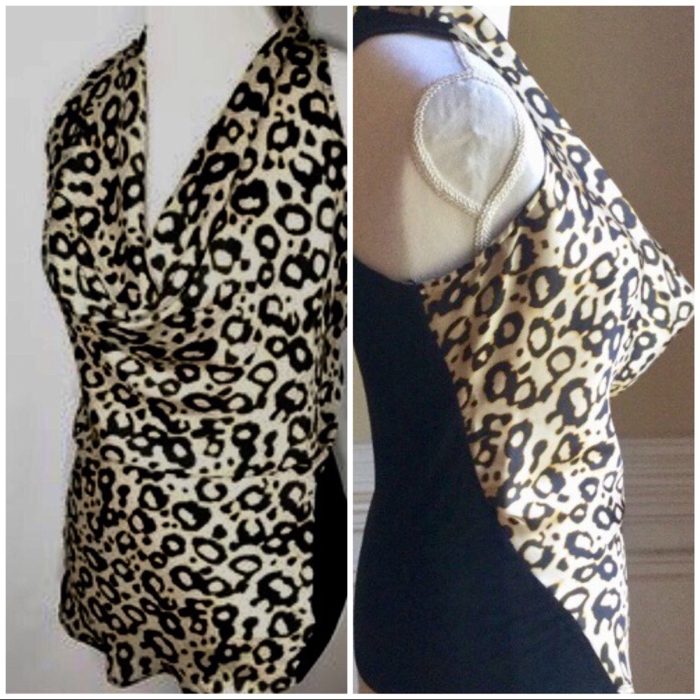 ❌No Longer Available❌Leopard Cowl Neck Tank